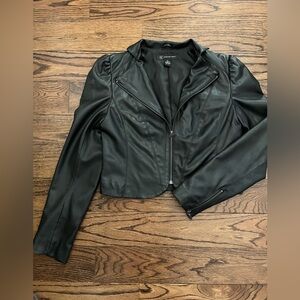 NWOT 90’s INC Black Faux Leather biker jacket. Size small.